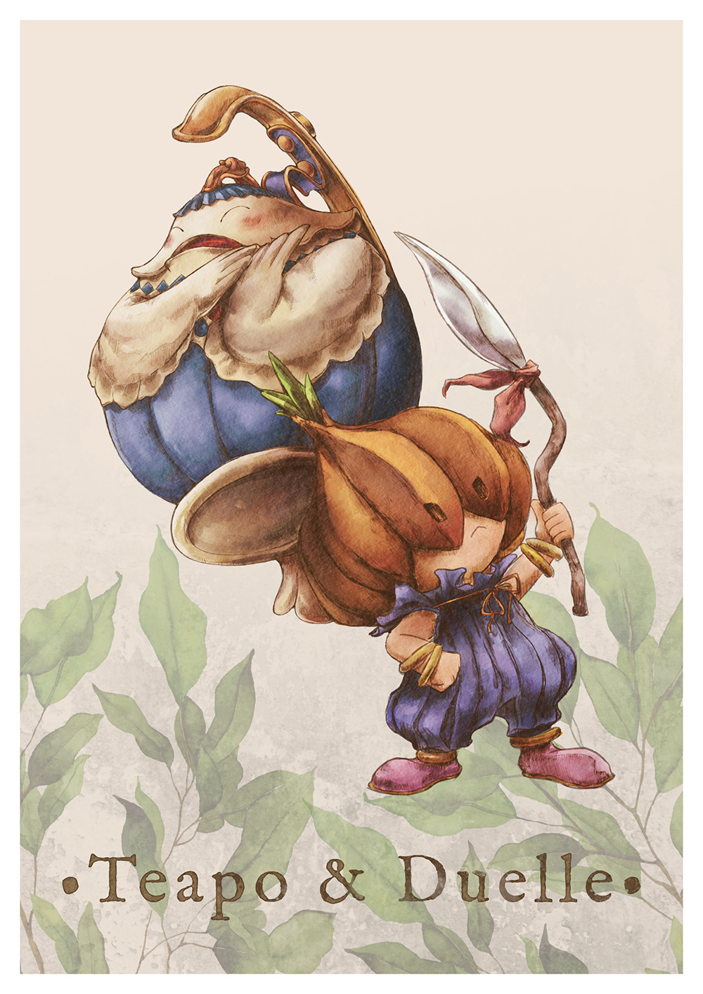 Paola Tuazon - 聖剣伝説 Seiken Densetsu: Legend of Mana - 瑠璃 Teapo Duelle Onion Knight Character NPC Fanart PS1 JRPG Game